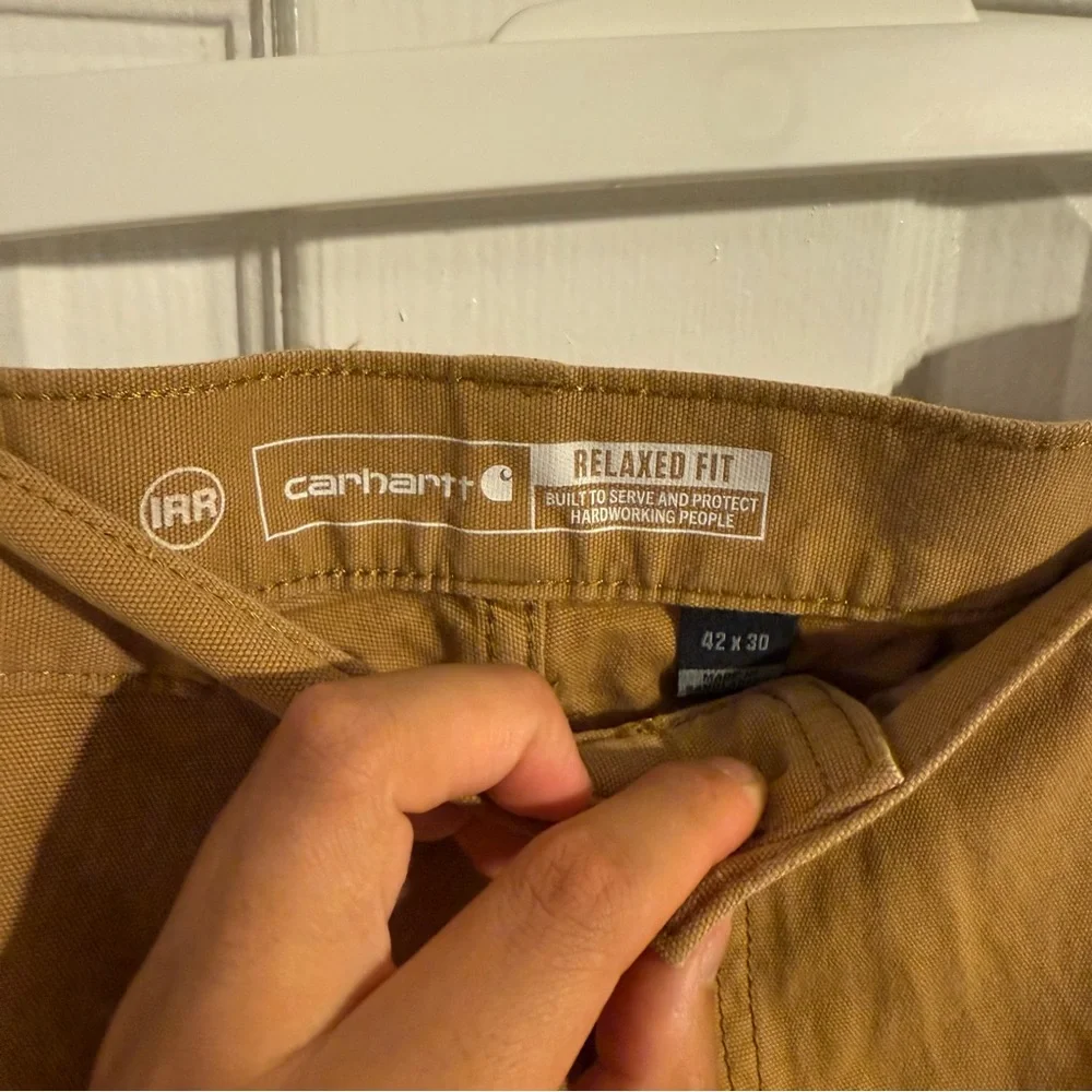 Carhartt Men's Brown Relaxed Fit Straight Leg Fray Hem Jeans Work Outdoor 42x30 - Picture 5 of 9